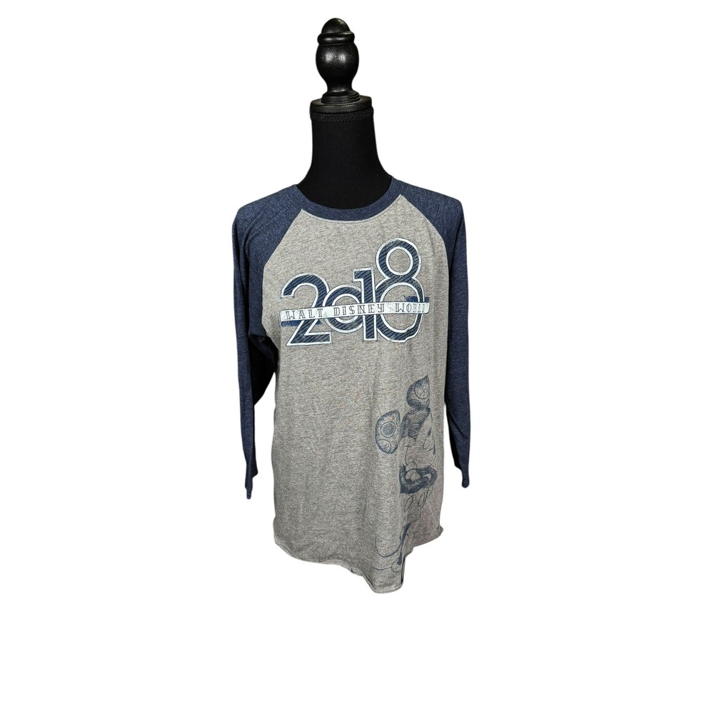Disney World 2018 Raglan Graphic‎ T Shirt Medium Gray Blue